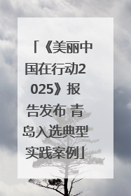 《美丽中国在行动2025》报告发布 青岛入选典型实践案例