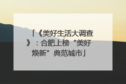 《美好生活大调查》：合肥上榜“美好焕新”典范城市
