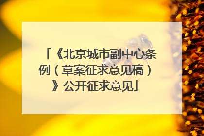 《北京城市副中心条例（草案征求意见稿）》公开征求意见