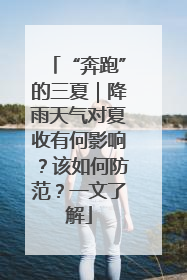 “奔跑”的三夏｜降雨天气对夏收有何影响？该如何防范？一文了解