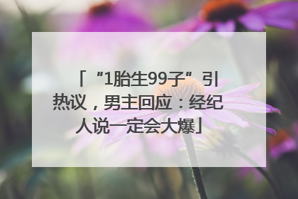 “1胎生99子”引热议，男主回应：经纪人说一定会大爆