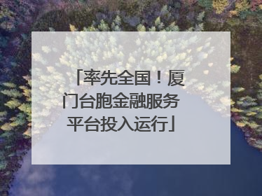 率先全国！厦门台胞金融服务平台投入运行