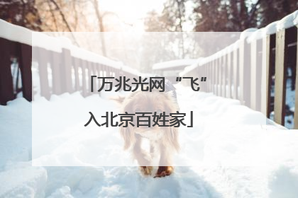 万兆光网“飞”入北京百姓家