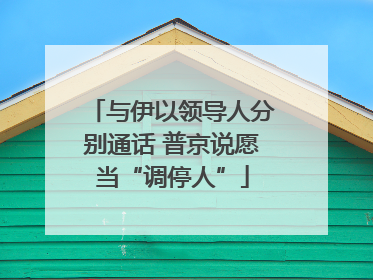 与伊以领导人分别通话 普京说愿当“调停人”