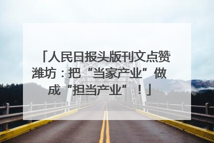 人民日报头版刊文点赞潍坊：把“当家产业”做成“担当产业”！