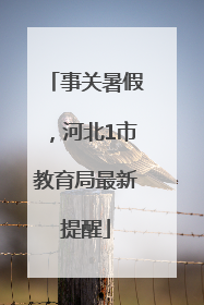 事关暑假，河北1市教育局最新提醒