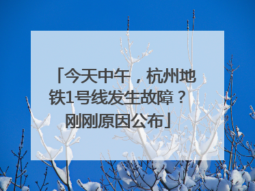 今天中午，杭州地铁1号线发生故障？刚刚原因公布