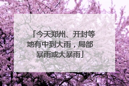 今天郑州、开封等地有中到大雨，局部暴雨或大暴雨