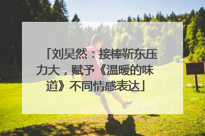 刘昊然：接棒靳东压力大，赋予《温暖的味道》不同情感表达