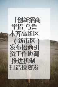 创新招商举措 乌鲁木齐高新区（新市区）发布招商引资工作协调推进机制 打造投资发展新高地