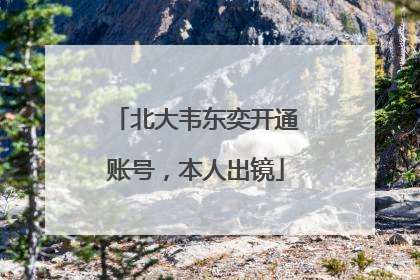 北大韦东奕开通账号，本人出镜