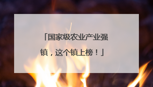 国家级农业产业强镇，这个镇上榜！