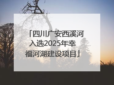 四川广安西溪河入选2025年幸福河湖建设项目