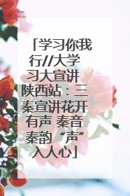 学习你我行//大学习大宣讲 陕西站：三秦宣讲花开有声 秦音秦韵“声”入人心