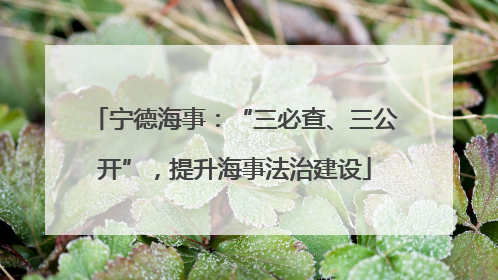 宁德海事：“三必查、三公开”，提升海事法治建设