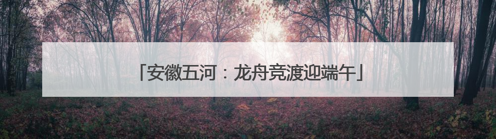 安徽五河：龙舟竞渡迎端午