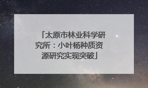 太原市林业科学研究所：小叶杨种质资源研究实现突破