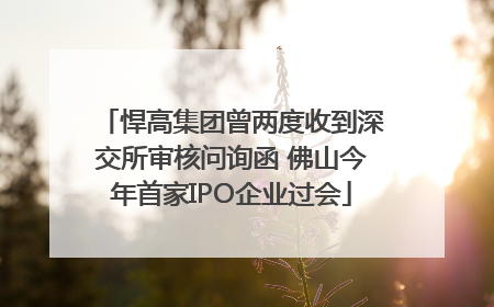 悍高集团曾两度收到深交所审核问询函 佛山今年首家IPO企业过会