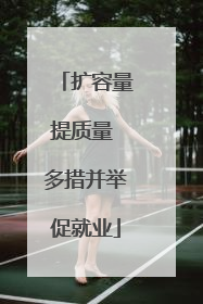 扩容量提质量 多措并举促就业