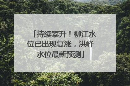 持续攀升！柳江水位已出现复涨，洪峰水位最新预测
