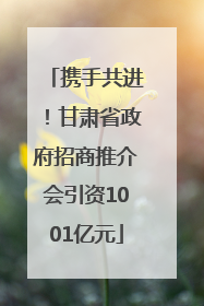 携手共进！甘肃省政府招商推介会引资1001亿元