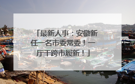 最新人事：安徽新任一名市委常委！一厅干跨市履新！