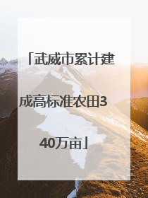 武威市累计建成高标准农田340万亩