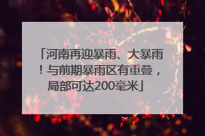 河南再迎暴雨、大暴雨！与前期暴雨区有重叠，局部可达200毫米