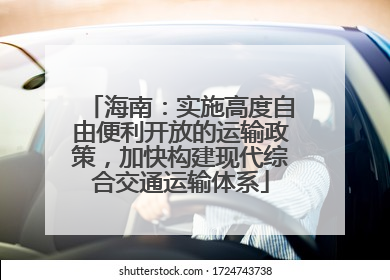 海南：实施高度自由便利开放的运输政策，加快构建现代综合交通运输体系