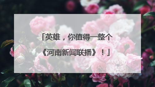 英雄，你值得一整个《河南新闻联播》！