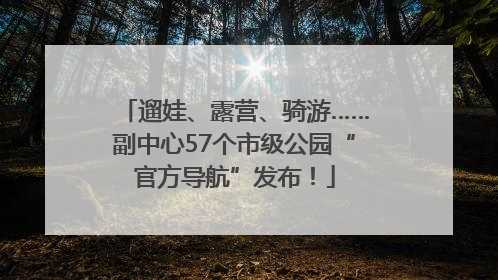 遛娃、露营、骑游……副中心57个市级公园“官方导航”发布！