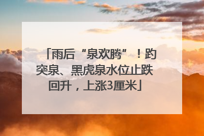 雨后“泉欢腾”！趵突泉、黑虎泉水位止跌回升，上涨3厘米
