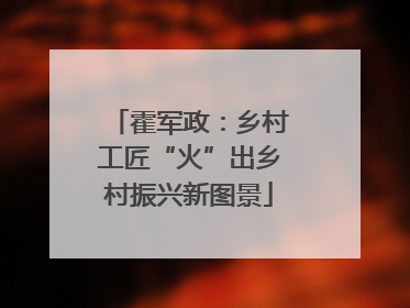 霍军政：乡村工匠“火”出乡村振兴新图景