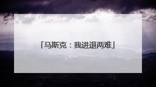 马斯克：我进退两难
