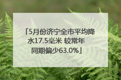 5月份济宁全市平均降水17.5毫米 较常年同期偏少63.0%