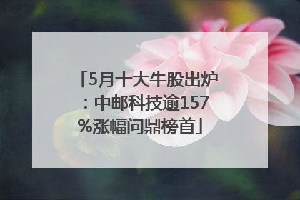 5月十大牛股出炉：中邮科技逾157%涨幅问鼎榜首